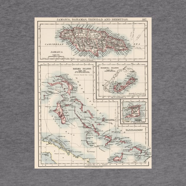 Vintage Map of Various Caribbean Islands (1906) by Bravuramedia